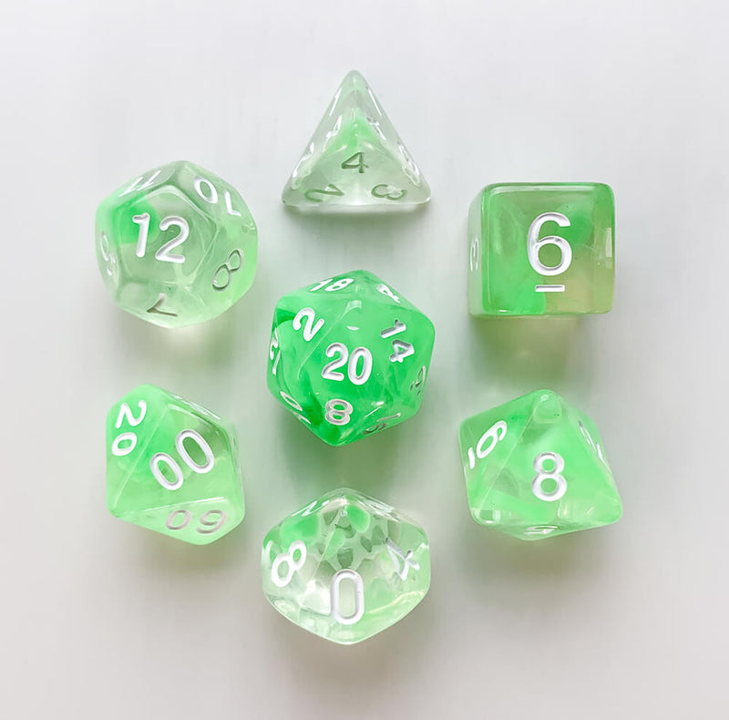 Dice 7-set Village (16mm) Summer Limes / White