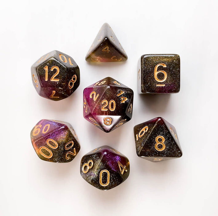 Dice 7-set Galaxy (16mm) Unknown Nebula / Gold