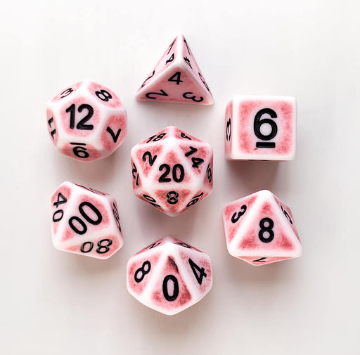Dice 7-set Ancient (16mm) Pink / White