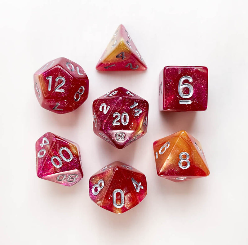 Dice 7-set Galaxy (16mm) Solar Wind / Silver