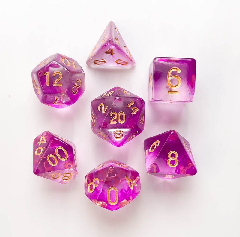 Dice 7-set Elemental (16mm) Purple Smoke / Gold
