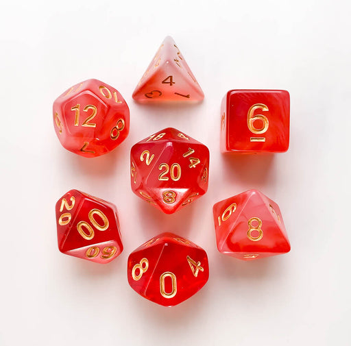 Dice 7-set Galaxy (16mm) Red Milky / Gold