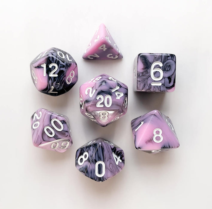 Dice 7-set Village (16mm) Blueberry Smoothie / White