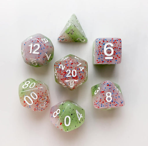 Dice 7-set Forest (16mm) Rose Bud / White