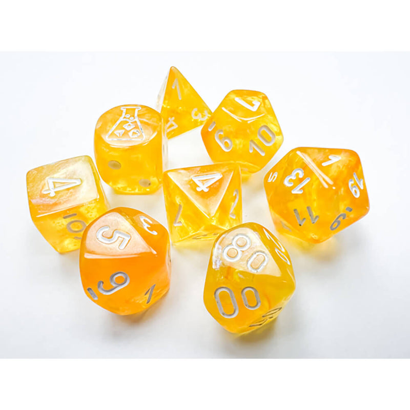 Dice 7-set Lab Borealis (16mm) 30053 Canary / White