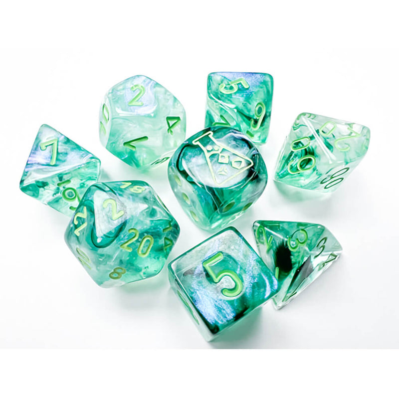 Dice 7-set Lab Borealis (16mm) 30054 Kelp / Green