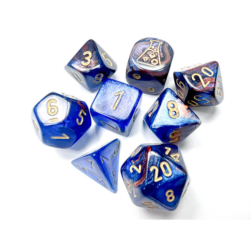 Dice 7-set Lab Lustrous (16mm) 30055 Azurite / Gold