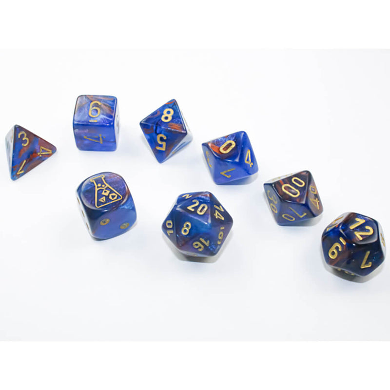 Dice 7-set Lab Lustrous (16mm) 30055 Azurite / Gold
