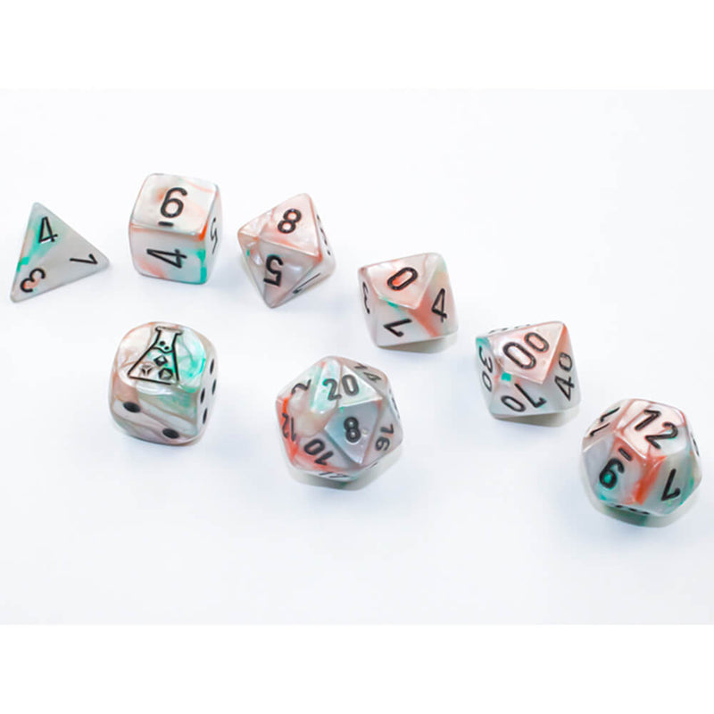 Dice 7-set Lab Lustrous (16mm) 30056 Sea Shell / Black