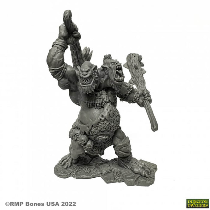 Figurine REAPER Bones – Ettin à 2 Têtes – Échelle 25 Mm – 60 Mm – Pour Jeux De Rôle Et Plateau – 77103