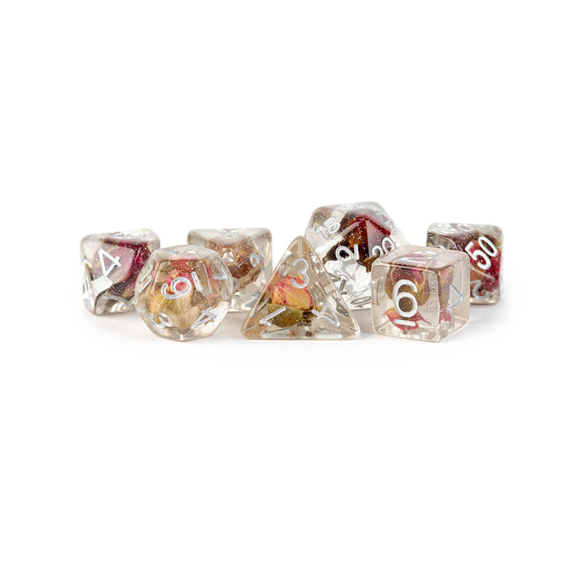 Dice 7-set Resin (16mm) Rose / Silver