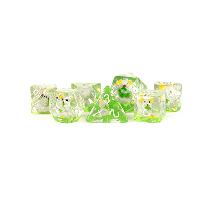 Dice 7-set (16mm) Koala / Silver