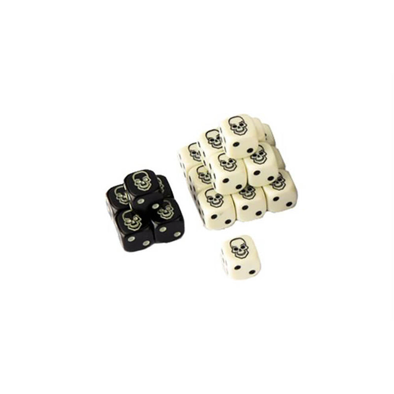 Dice 20d6 Skull (16mm) White / Black, Black / White