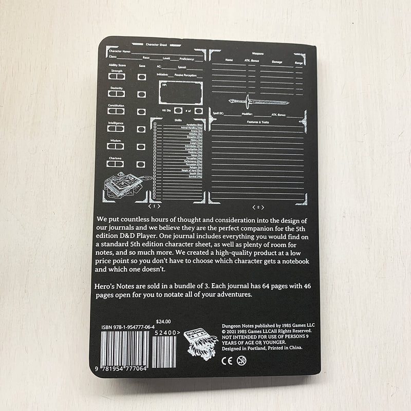 Journal Dungeon Notes : Player (3ct) Black