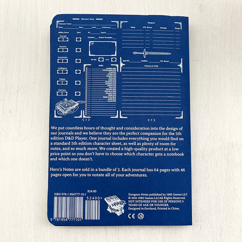 Journal Dungeon Notes : Player (3ct) Blue