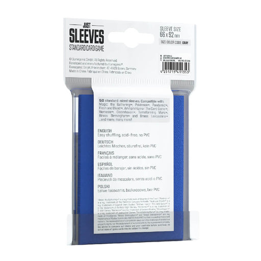 Sleeves Gamegenic Just Sleeves (Gray 66x92mm 50ct) Blue