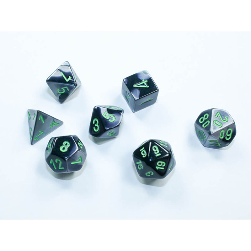 Dice 7-set Mini Gemini (10mm) 20645 Black Grey / Green