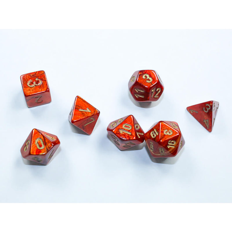 Dice 7-set Mini Scarab (10mm) 20414 Scarlet / Gold