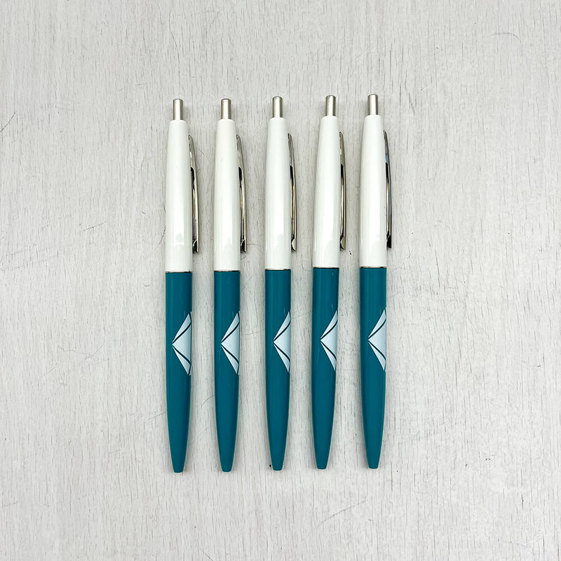 Twenty Sided Retro Pens (5ct) Teal / White