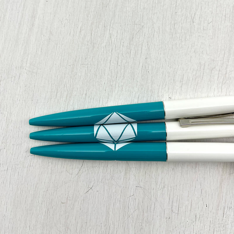 Twenty Sided Retro Pens (5ct) Teal / White