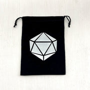 Dice Bag (5x7in) Velvet Black / 20sided Logo White