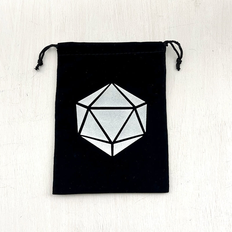 Dice Bag (5x7in) Velvet Black / 20sided Logo White