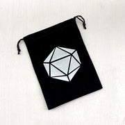 Dice Bag (5x7in) Velvet Black / 20sided Logo White