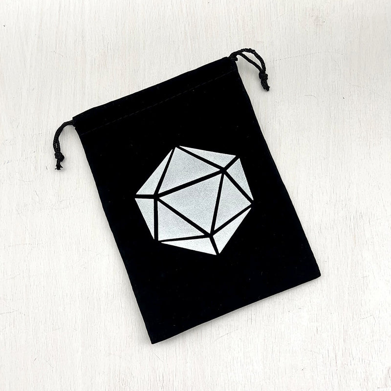 Dice Bag (5x7in) Velvet Black / 20sided Logo White