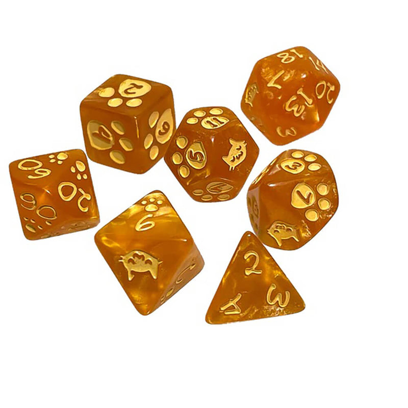Dice 7-set Kitten (16mm) Orange / Yellow