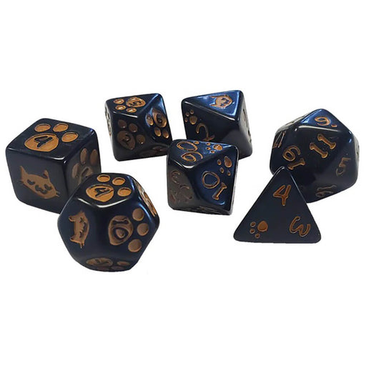 Dice 7-set Kitten (16mm) Black / Brown