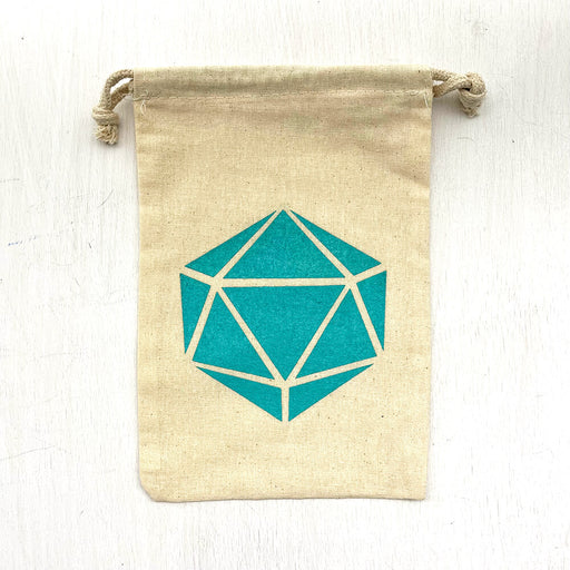 Dice Bag (6x9in) Canvas / 20sided Logo Teal