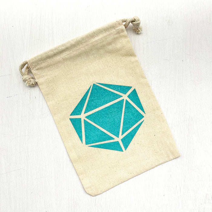 Dice Bag (6x9in) Canvas / 20sided Logo Teal