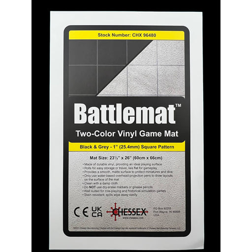 Battlemap Chessex (23x26in) Reversible 1 inch Square Black / Grey