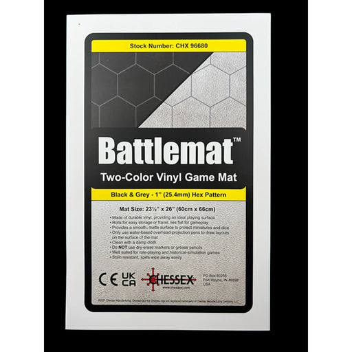 Battlemap Chessex (23x26in) Reversible 1 inch Hex Black / Grey