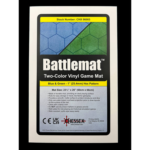 Battlemap Chessex (23x26in) Reversible 1 inch Hex Blue / Green
