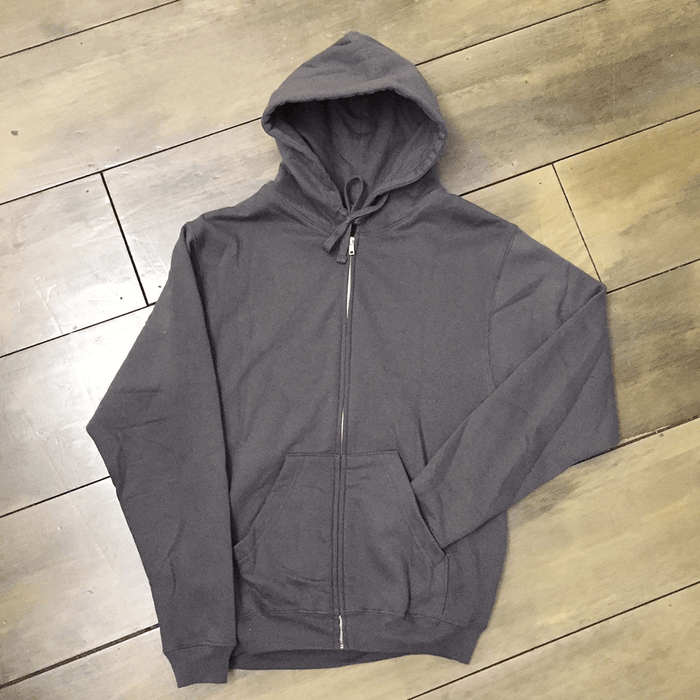 Hoodie Zipper Sweatshirt Gray Twenty Sided Logo Teal - S