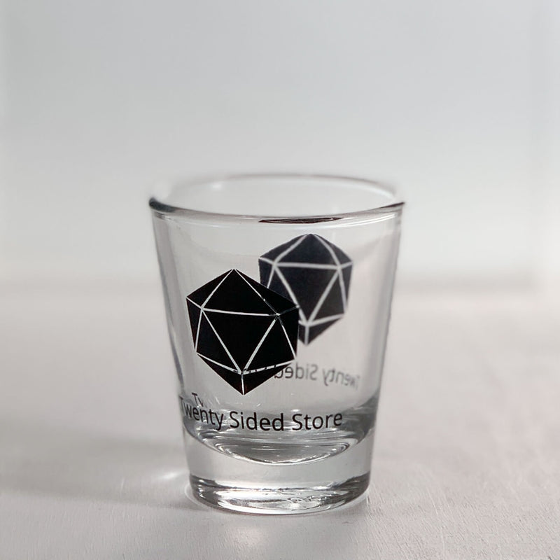 Shot Glass Twenty Sided Logo Black