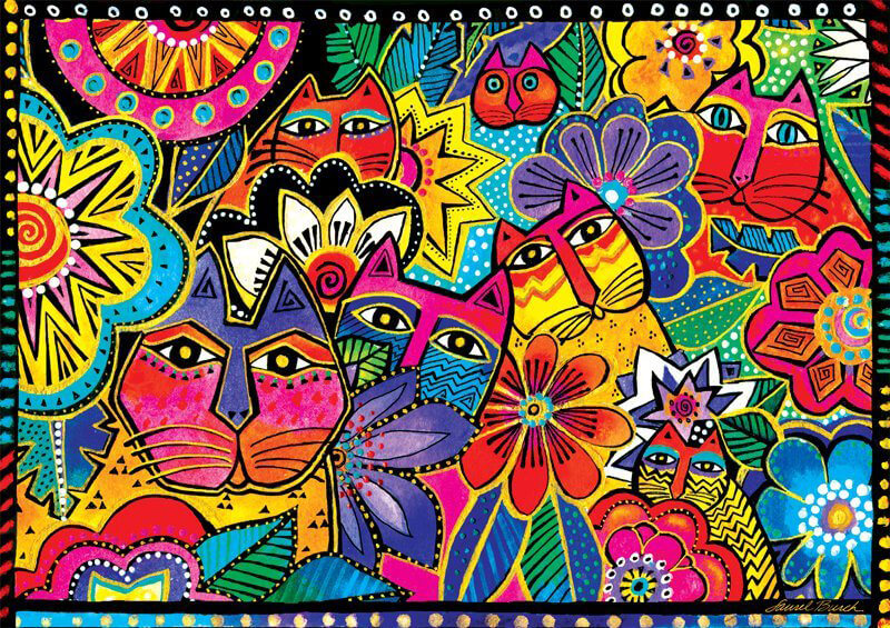 Puzzle (300pc) Vivid : Felines in the Garden