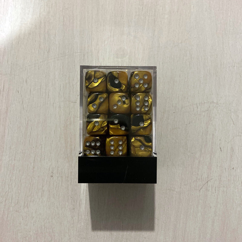 Dice Set 36d6 Gemini (12mm) 26851 Black Gold / Silver