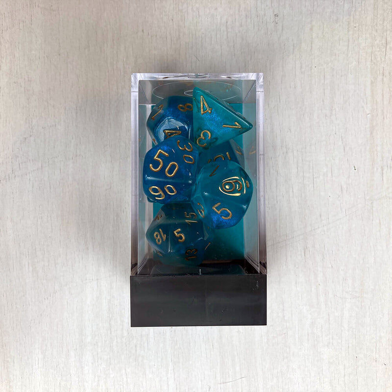 Dice 7-set Borealis (16mm) 27486 Teal / Gold
