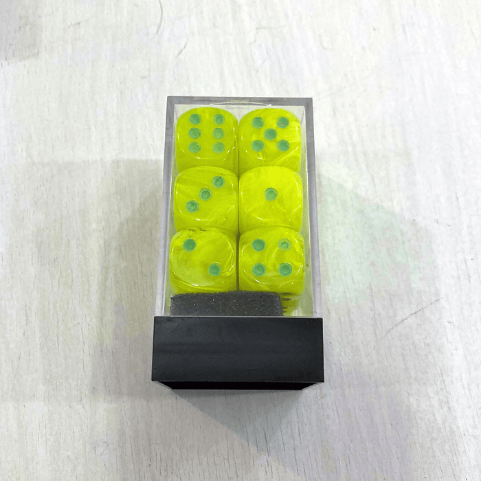 Dice Set 12d6 Vortex (16mm) 27622 Electric Yellow / Green
