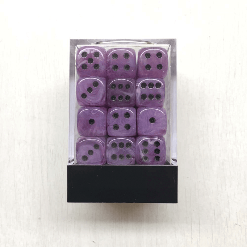 Dice Set 36d6 Deluxe Swirl (12mm) Ice Purple / Black