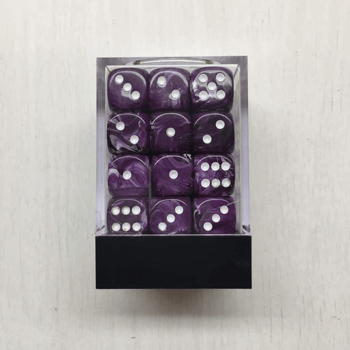 Dice Set 36d6 Deluxe Swirl (12mm) Purple / White