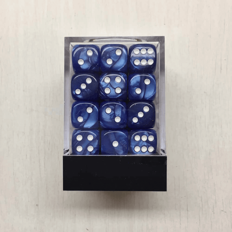 Dice Set 36d6 Deluxe Marbleized (12mm) Blue / White
