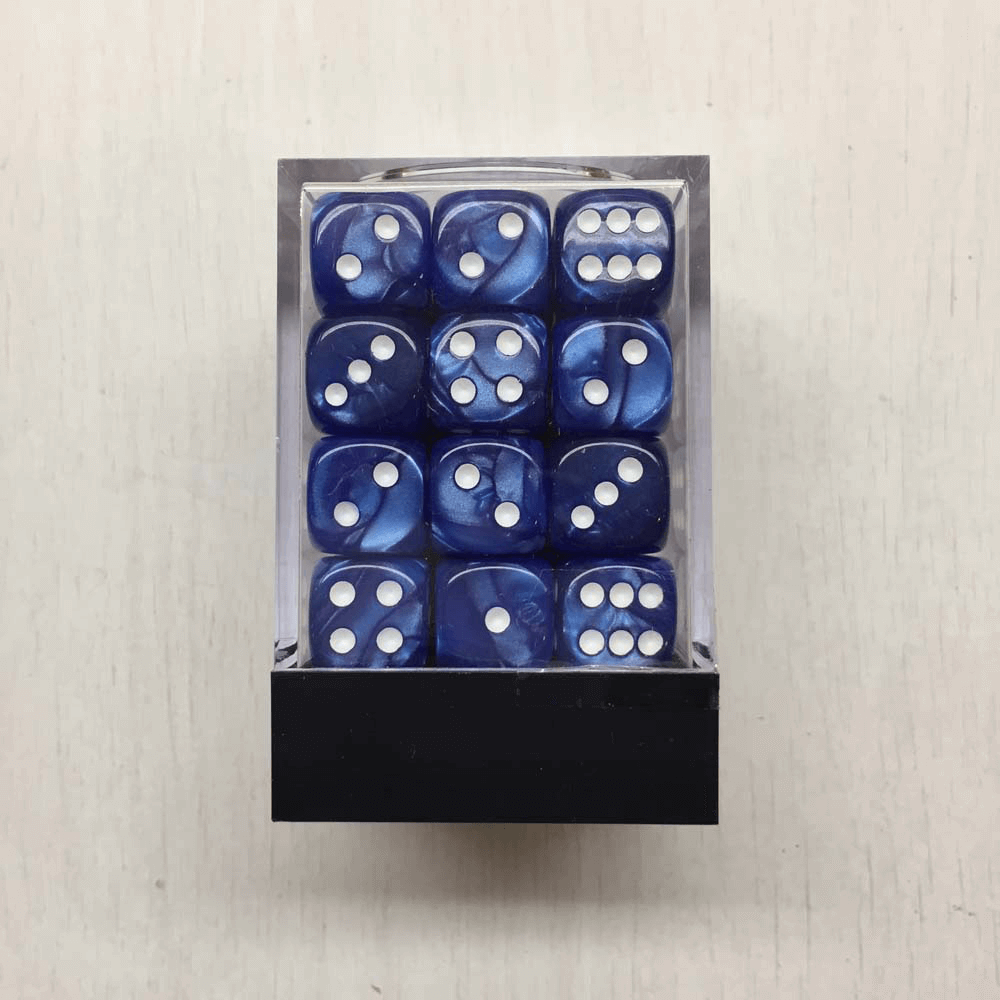 Dice Set 36d6 Deluxe Marbleized (12mm) Blue / White