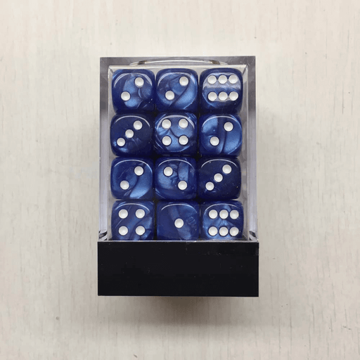 Dice Set 36d6 Deluxe Marbleized (12mm) Blue / White