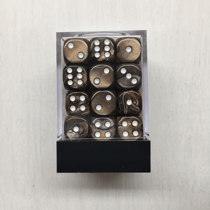 Dice Set 36d6 Deluxe Marbleized (12mm) Brown / White