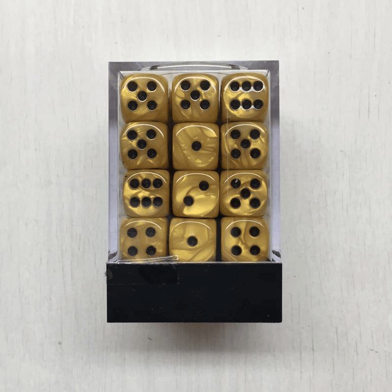 Dice Set 36d6 Deluxe Marbleized (12mm) Gold / Black