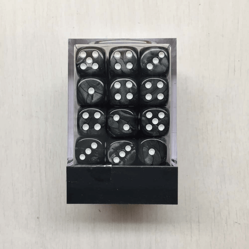 Dice Set 36d6 Deluxe Marbleized (12mm) Grey / White