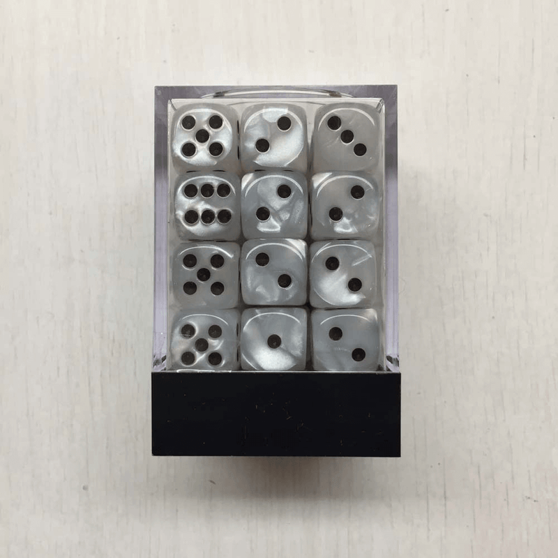 Dice Set 36d6 Deluxe Marbleized (12mm) White / Black